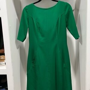 Tahari Vibrant Green Midi Dress with Pockets